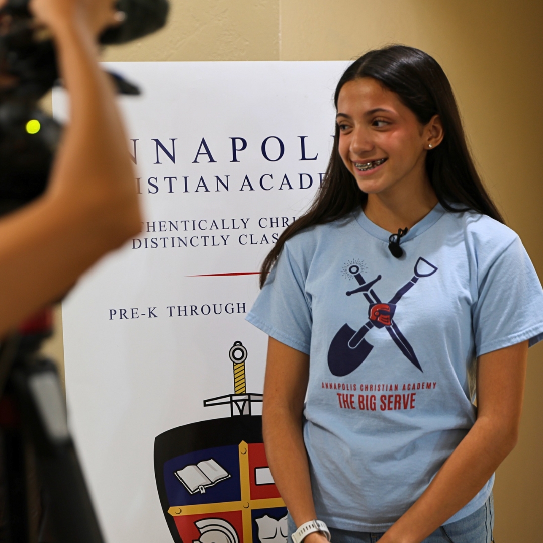 Annapolis student Liz Chavez speaks on the partnership